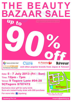 Featured image for (EXPIRED) Japalang Beauty Bazaar Sale Up To 90% Off 5 – 7 Jul 2013