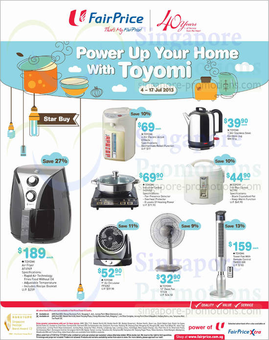 Toyomi Fair Air Fryer, Electric Airpot, Induction Cooker, Cordless Jug, Rice Cooker