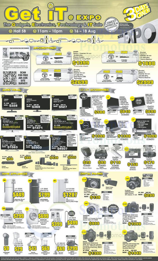 16 Aug Air Conditioners, TVs, Notebooks, Tablets, Printers, Digital Cameras, Fridges