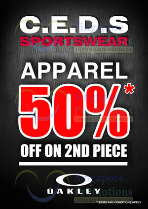 Featured image for (EXPIRED) C.E.D.S Sportswear 50% Off 2nd Piece Promo @ All Outlets 30 Aug 2013