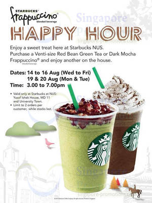 Featured image for (EXPIRED) Starbucks 1 For 1 Frappucinno Happy Hour Weekdays Promo @ NUS 14 – 20 Aug 2013