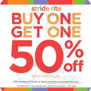 Featured image for (EXPIRED) Stride Rite 50% Off Selected Styles Promo @ Selected Outlets 30 Aug – 30 Sep 2013