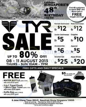Featured image for (EXPIRED) TYR Sportswear Sale @ Kewalram House 8 – 11 Aug 2013