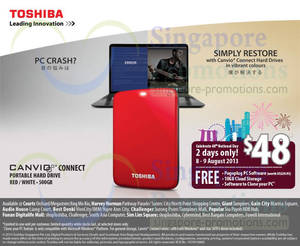 Featured image for (EXPIRED) Toshiba $48 500GB 2.5″ Canvio Connect External Storage Drive Promo 8 – 9 Aug 2013