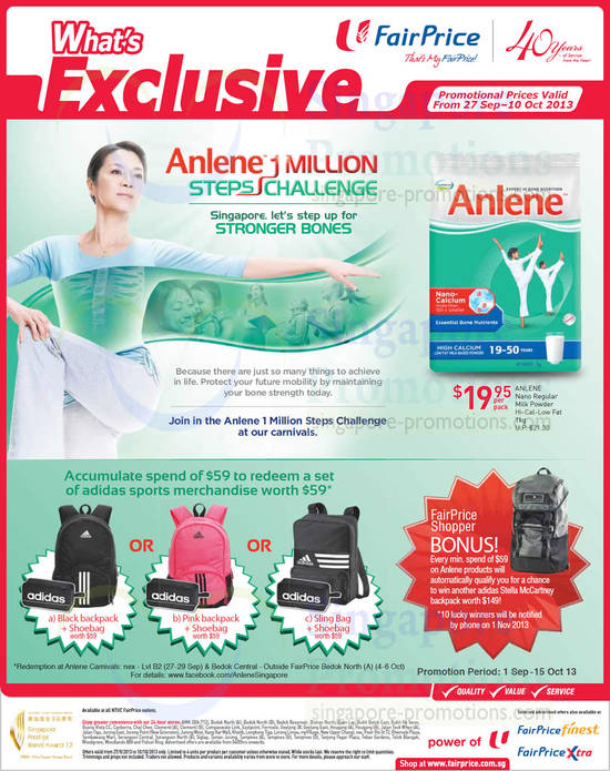 Anlene Milk Powder, Free Adidas Bag