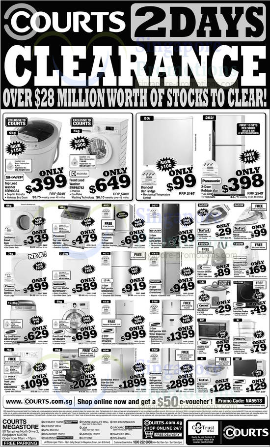 Appliances, Washers, Fridges, Condenser Dryer, Vacuum Cleaners, Irons, Rice Cookers, Ovens, Sharp, Electrolux