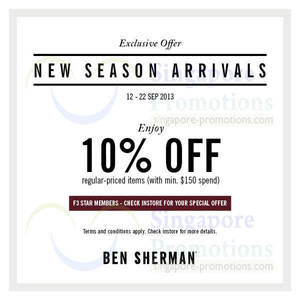 Featured image for (EXPIRED) Ben Sherman 10% Off New Season Arrivals Promo 12 – 22 Sep 2013
