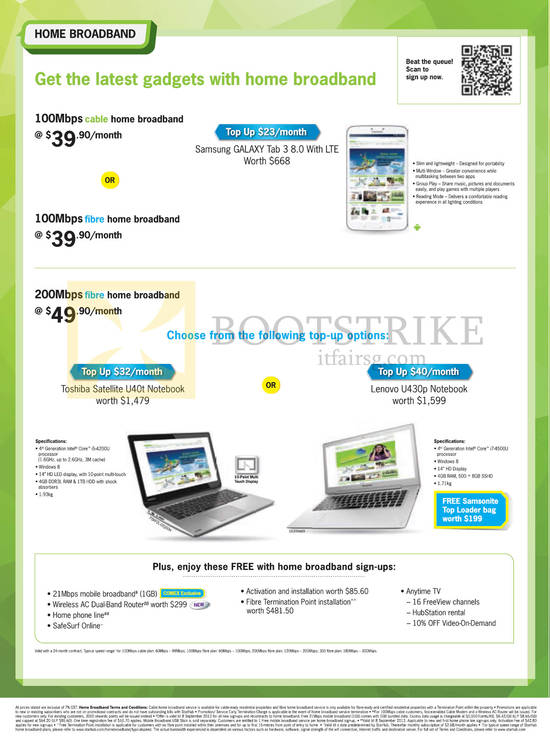 Broadband Cable 100mbps, Samsung Galaxy Note 3 8.0, 200Mbps, Toshiba Satellite U40t Notebook, Lenovo U430p