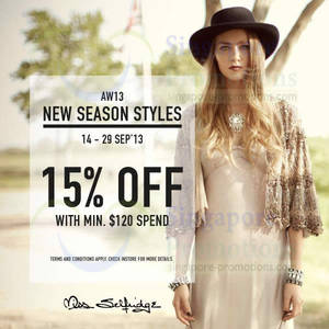 Featured image for (EXPIRED) Miss Selfridge 15% Off New Season Styles Promo 14 – 29 Sep 2013