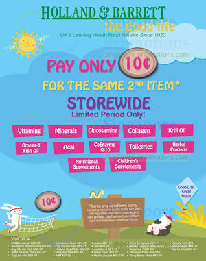 Featured image for (EXPIRED) Holland & Barrett 10 Cents Second Item Promo 14 Oct 2013