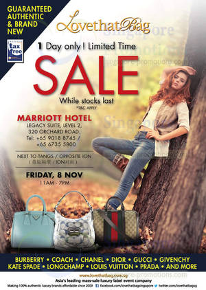 Featured image for (EXPIRED) LovethatBag Branded Handbags Sale Up To 75% Off @ Marriott Hotel 8 Nov 2013