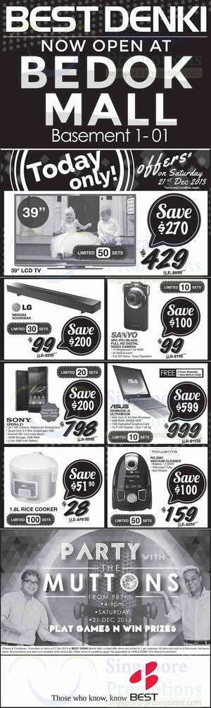 Featured image for (EXPIRED) Best Denki Special Offers @ Bedok Mall 20 – 22 Dec 2013