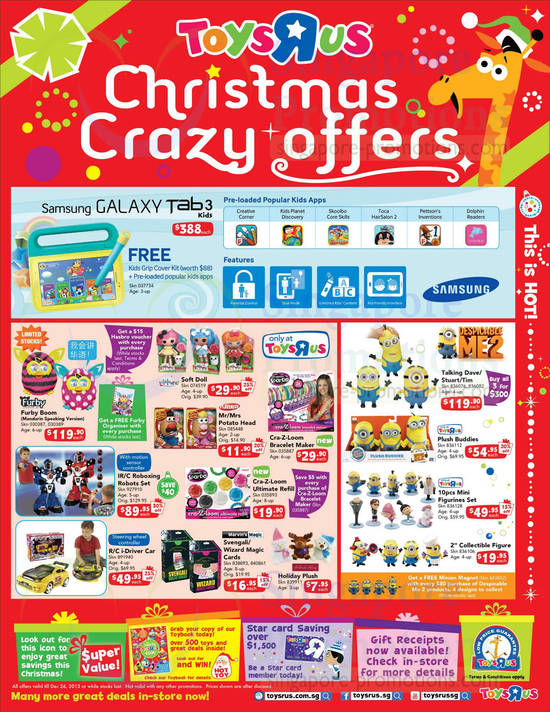 Christmas Crazy Hot Offers, Samsung Galaxy Tab 3 Kids, Despicable Me 2 Toys