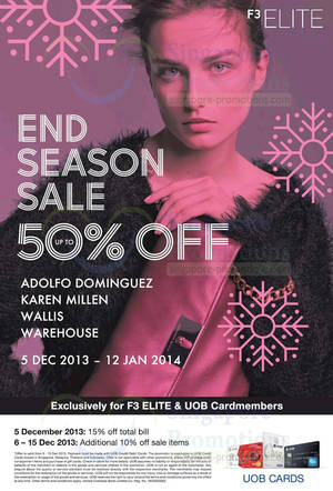 Featured image for (EXPIRED) F3 Elite Brands Up To 50% OFF End of Season SALE 5 Dec 2013 – 12 Jan 2014