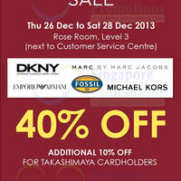 Read more about Fossil Group 40% OFF Watches SALE @ Takashimaya 26 - 28 Dec 2013