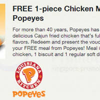 Read more about Popeyes FREE 1pc Chicken Meal For Singtel Customers 9 - 14 Dec 2013