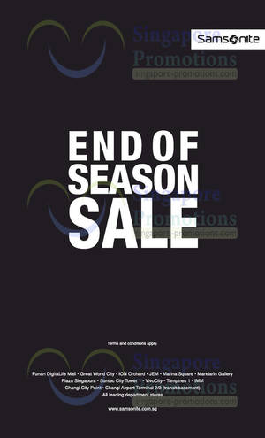 Featured image for (EXPIRED) Samsonite End of Season Sale @ Islandwide 5 Dec 2013 – 2 Feb 2014