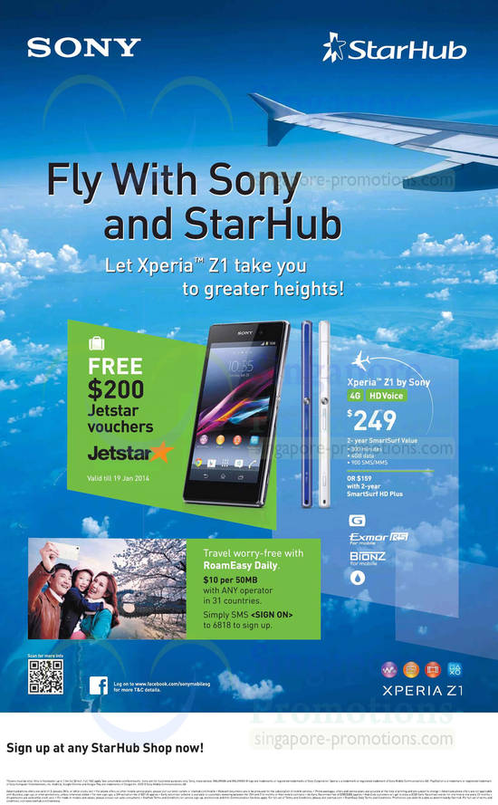 Starhub Sony Xperia Z1, Free Jetstar Vouchers