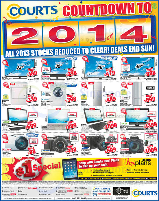 (Till 29 Dec) Digital Cameras, Notebooks, Washers, TVs, Candy, Mitsubishi Electric, Acer, Canon, Samsung, Olympus