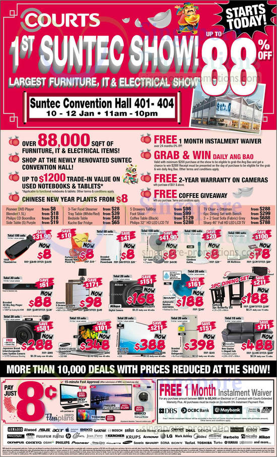 10 Jan Courts Suntec Show Promotions, Limited Offers, TVs, Notebooks, Sharp, Nicollo, Nikon