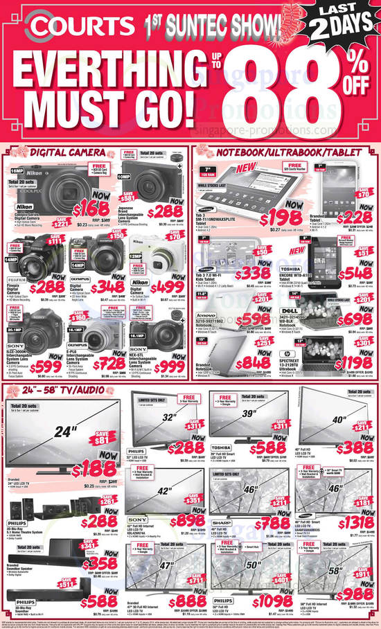 11 Jan Digital Cameras, Tablets, Notebooks, TVs, Sony, Olympus, Samsung, Toshiba, Lenovo, Dell, HP