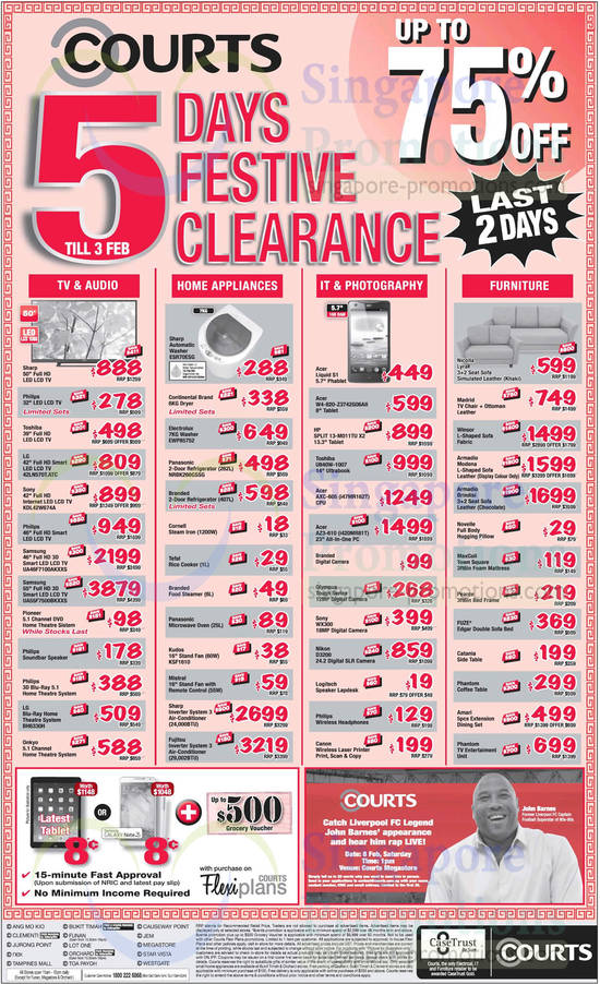 2 Feb TVs, Home Appliances, IT, Digital Cameras, Furniture