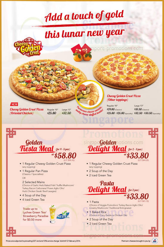 Cheesy Golden Crust Dine In Offers, Golden Fiesta Meal, Golden Delight Meal