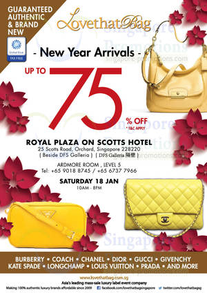 Featured image for (EXPIRED) LovethatBag Branded Handbags Sale Up To 75% Off @ Royal Plaza on Scotts 18 Jan 2014