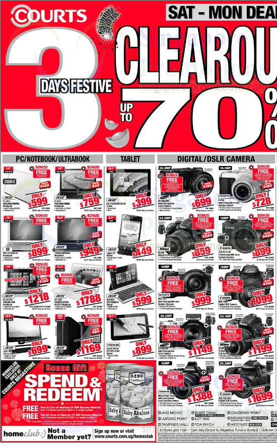 Notebooks, Desktop PCs, Tablets, Digital Cameras, DSLRs, Acer, HP, Toshiba, Samsung, Olympus, Nikon, Canon