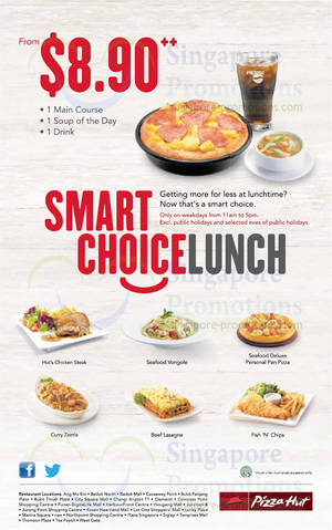 Featured image for Pizza Hut From $8.90 Smart Choice Lunch 7 Jan 2014