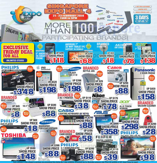 21 Feb Digital Camera, Keyboard, Tablet, TV, Fridge, Washer, Notebooks, Tablets, Philips, Samsung, Canon, Nikon, Panasonic, Asus, Acer, Casio