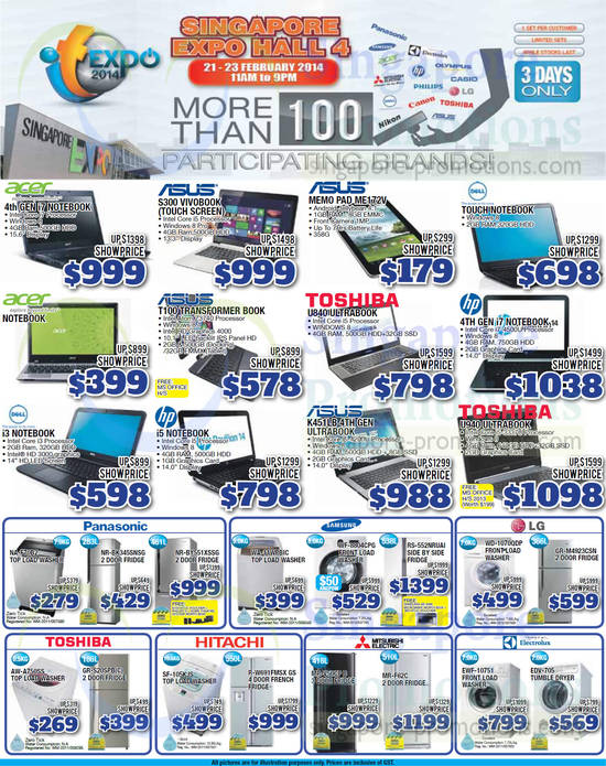 21 Feb Notebooks, Washers, Fridges, Acer, Asus, Dell, Toshiba, HP, Panasonic, Samsung, LG, Hitachi, Electrolux