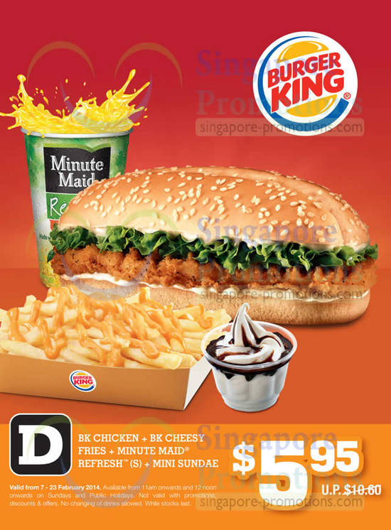 5.95 BK Chicken, BK Cheesy Fries, Minute Maid Refresh, Mini Sundae