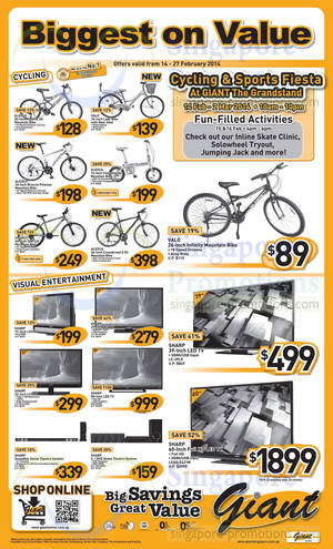 Featured image for (EXPIRED) Giant Hypermarket TVs, Bicycles & Home Theatre Systems Offers 14 – 27 Feb 2014