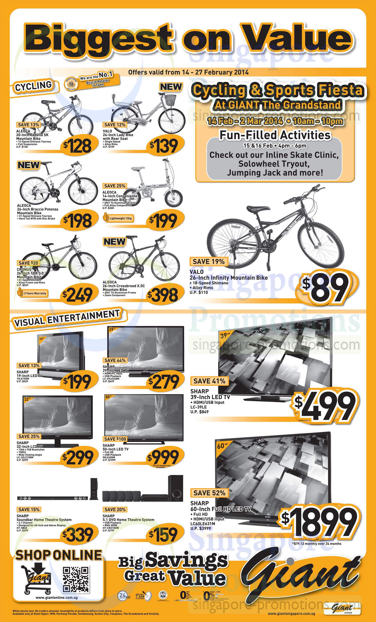 Featured image for Giant Hypermarket TVs, Bicycles & Home Theatre Systems Offers 14 - 27 Feb 2014