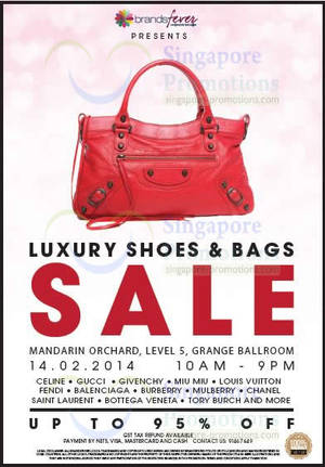 Featured image for (EXPIRED) Brandsfever Handbags & Footwear Sale Up To 95% Off @ Mandarin Orchard 14 Feb 2014