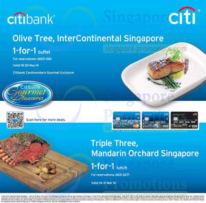Featured image for Citibank 1 For 1 Promo @ Olive Tree & Triple Tree 18 Feb 2014