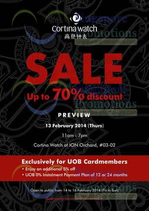 Featured image for (EXPIRED) Cortina Watch Up To 70% OFF SALE @ ION Orchard 14 – 16 Feb 2014