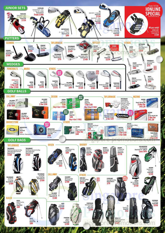 Junior Sets, Putters, Wedges, Golf Balls, Golf Bags