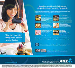 Featured image for (EXPIRED) ANZ One Dines Free Dining Offers 21 Mar – 30 Jun 2014