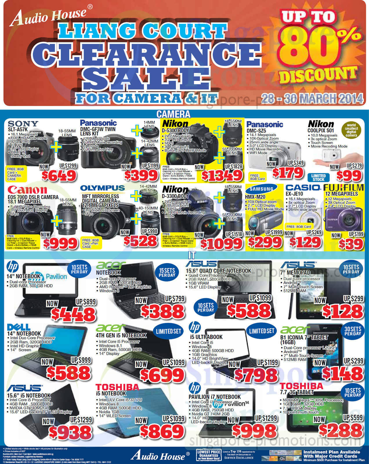 Featured image for Audio House Electronics, TV, Notebooks & Appliances Offers @ Liang Court 28 - 30 Mar 2014