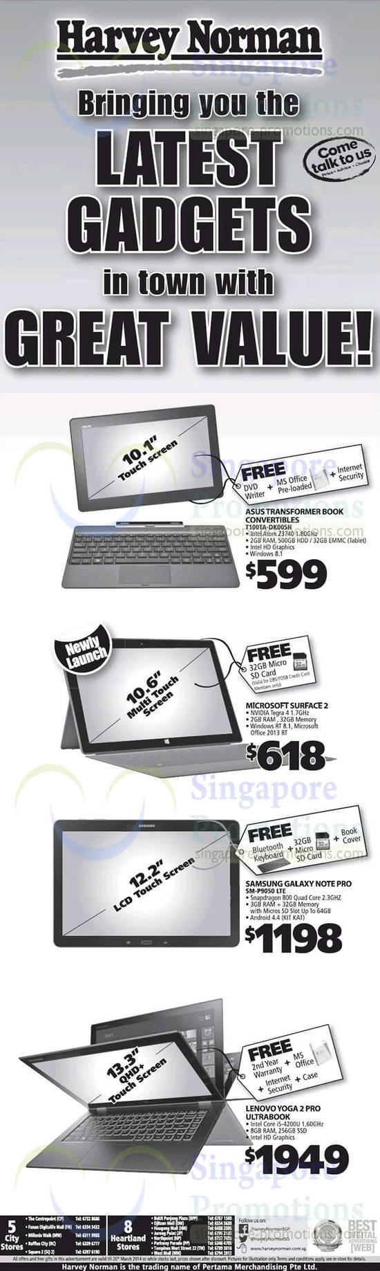 Notebooks, Tablets, Asus, Microsoft, Samsung, Lenovo