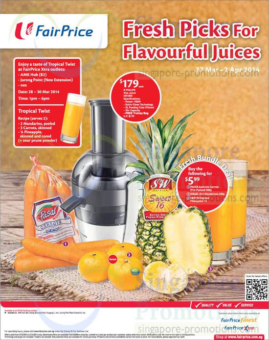 Till 2 Apr Philips Viva Juicer HR1855, Free Tropical Twist Tasting