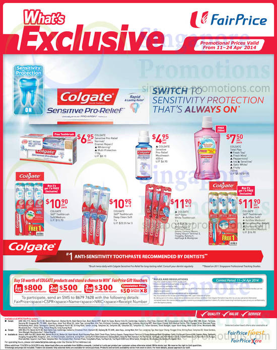 11 Apr Colgate Toothbrushes Toothpastes, Sensitive Pro-Relief