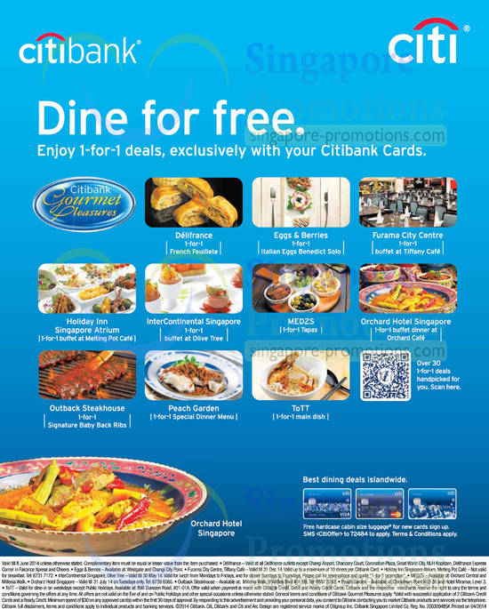 30 Apr More 1 For 1 Dining Deals, Delifrance, Holiday Inn, InterContinental, Medzs, Orchard Hotel, ToTT