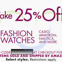 Read more about Amazon.com 25% OFF Fashion Watches Coupon Code (NO Min Spend) 10 - 17 Apr 2014