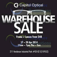 Read more about Capitol Optical Warehouse SALE 17 - 20 Apr 2014