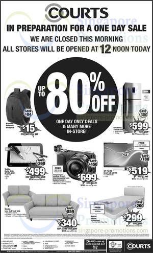 Featured image for (EXPIRED) Courts Up To 80% OFF One Day Promotion 2 Apr 2014