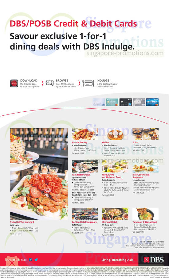 DBS 1 for 1 Dining Deals 3 Apr 2014
