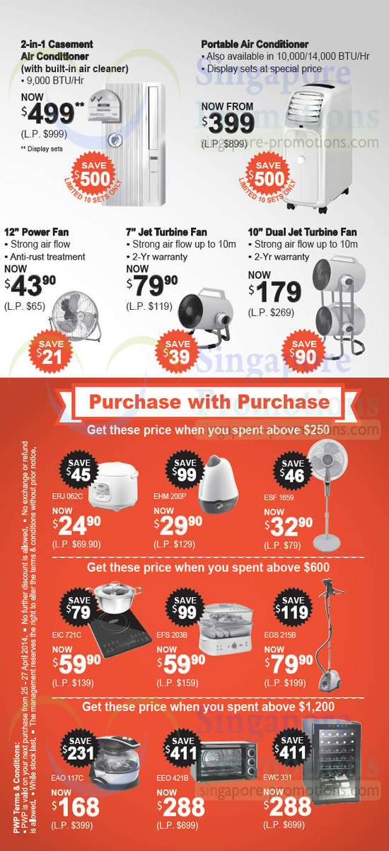 Fans, Air Conditioners, Purchase with Purchase, Kitchenware